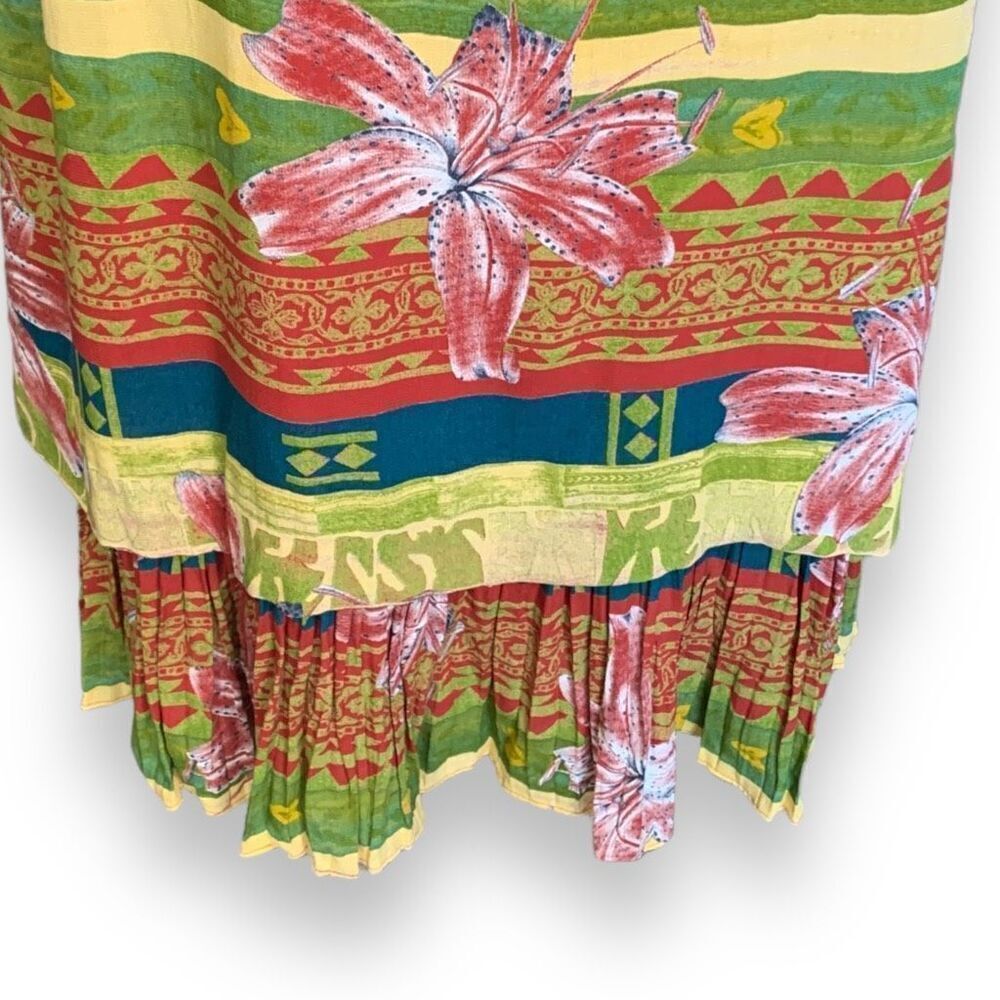 Vintage Donna Morgan Mini Dress Sleeveless Drop Waist Floral Tropical Print - Picture 4 of 10